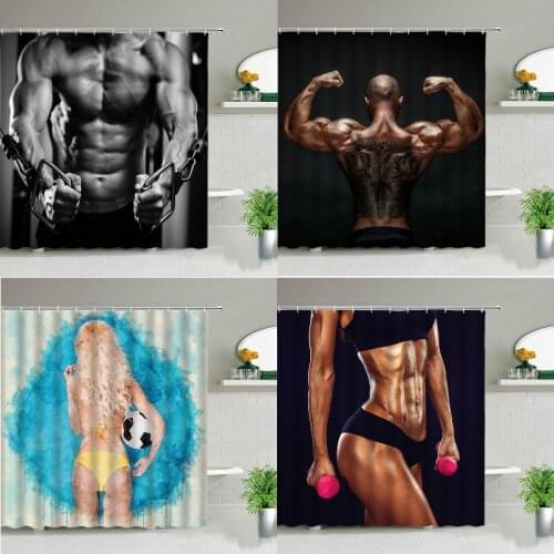 Muscle fitness men and women Curtain for kitchen Curtains curtains for room hall bathrooms modern fixture shower curtain curtain
