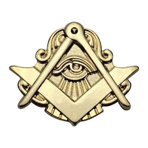 Masonic Lapel Pins Gold All See Eye Brooch Gifts Badges With Butterfly Clutch,25.4mm