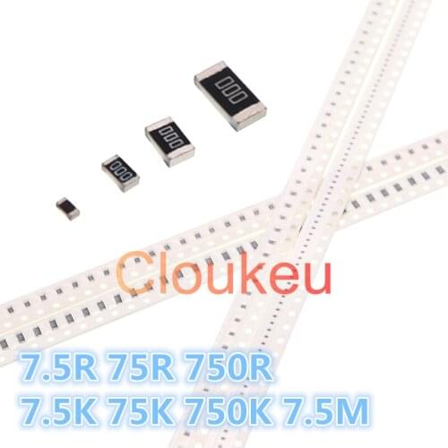 0402 0603 0805 1206 1210 1812 2010 2512 1% 5% Chip Resistor 7.5R 75R 750R 7.5K 75K 750K 7.5M Ohm