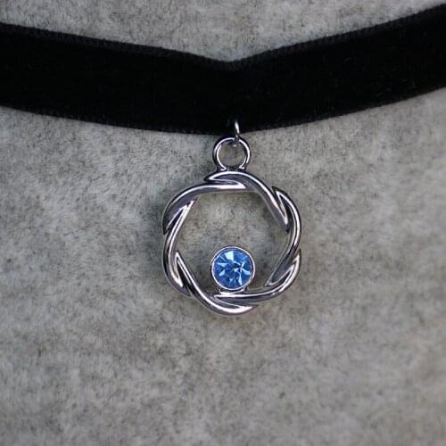 Everfast 1pc Round Water Wave Moon Charms Necklaces Black Princess Velvet Choker Women Girls Making Jewelry Accessories