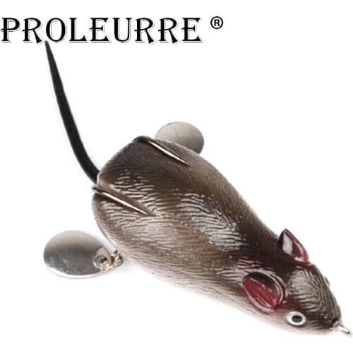 1Pcs Mouse Lure Fishing Lures Rotating spoon Top water Ray Frog 70mm 17.5g Artificial Minnow Crank Strong Artificial Soft Bait