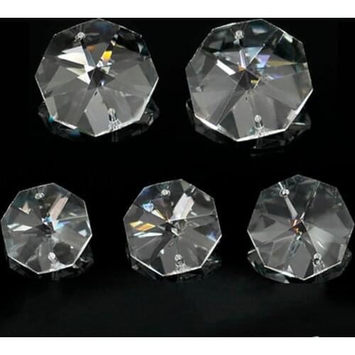100Pcs/lot 16mm 2 holes Crystal Octagon Bead Prism Chandelier Crystal