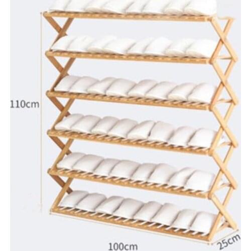 110*100*25cm Six-Layer Bamboo Shoe Rack Folding Shoes rack Shoe Storage Holder