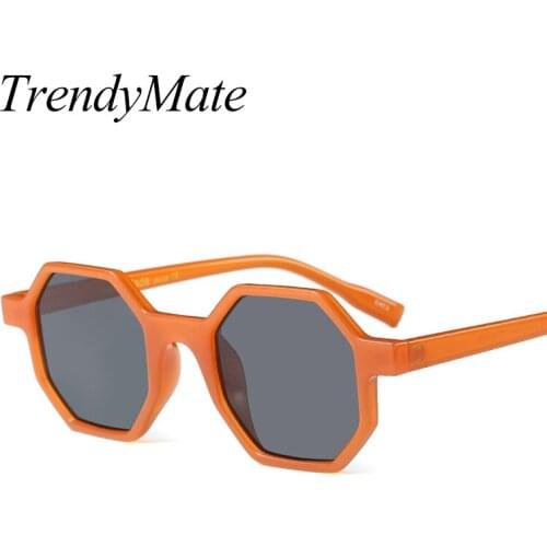 2018 Fashion Hexagon Sunglasses Women Brand Designer Small Frame Polygon Color Lens Sunglasses Men Vintage Sun Glasses 1261T