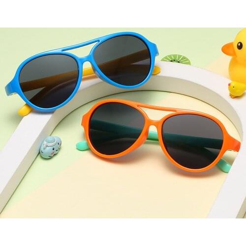 2021 Goggle Polarized Lovely Kids Sunglasses Boys Girls Baby Infant Sun Glasses Children UV400 Silica Gel Double Color Eyewear