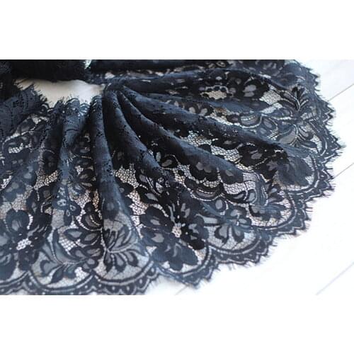 3Meter/lot High quality white black 26cm eyelashes lace trim embroidery laciness fabric wedding accessories diy decoration