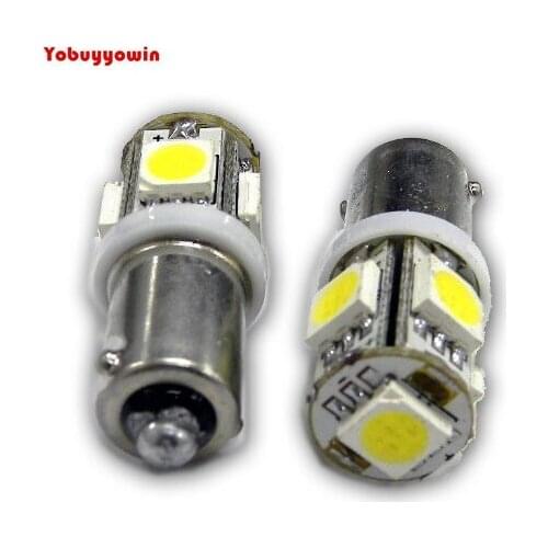 5 SMD BA9 BA9S Miniature Bayonet LED Bulb (Pack of 10) (White)