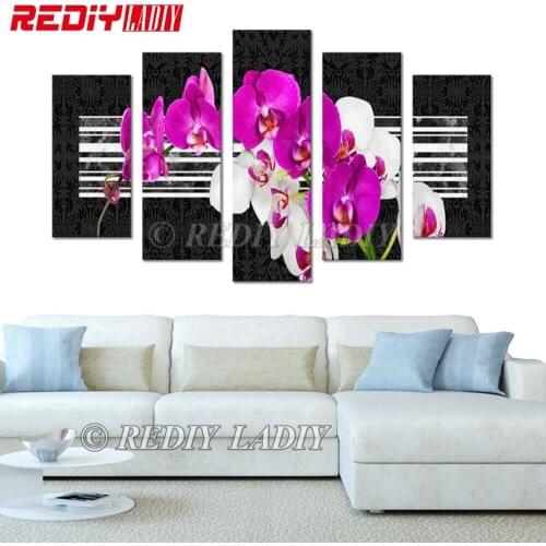 Diamond Painting Triptych Orchid Flowers Diamond Embroidery Multi Pictures Rhinestones Cross Stitch Modular Wall Arts Home Decor