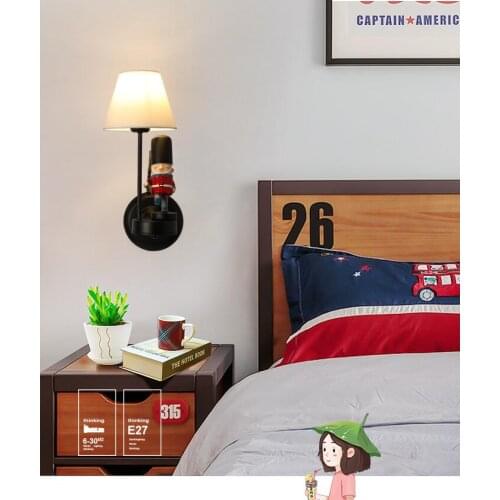 American British Soldier Childrens Room Boy Room Bedroom Bedside Eye Protection Creative Wall Lamps
