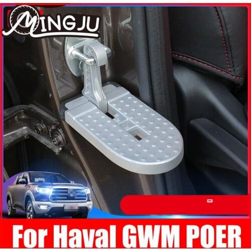 Aluminum Alloy Car SUV Door Pedal Hook Folding Pedal Safety Hammer For Great Wall Poer UTE 2019 2020 2021 Accessories