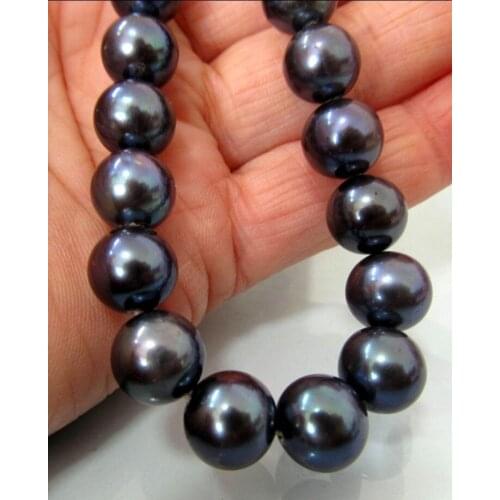 Free shipping HOT 9-10MM TAHITIAN BLACK SOUTH SEA AAA PEARL NECKLACE 14k Gold Clasp