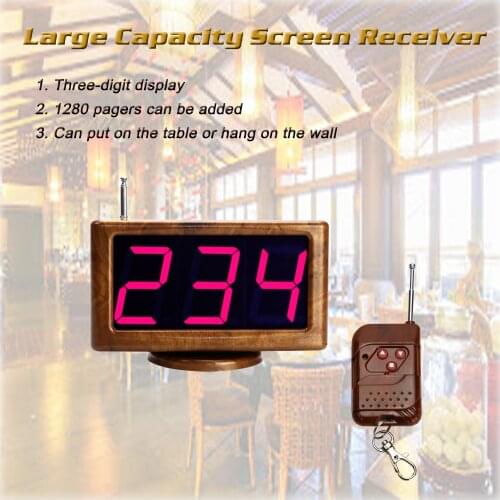 Quality Wireless Guest Calling System For Restaurant Wood Grain LED Screen Digital Display Receiver Main Host 433.92