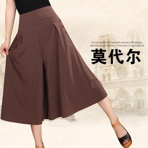 Summer New Modal Pants High waist Elastic Waist Wide leg pants Casual pants Cropped pants Korean Large yard T