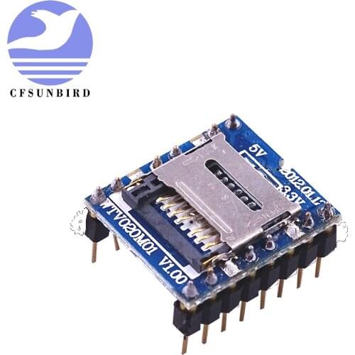CFsunbird 10Pcs WTV020 WTV020-SD WTV020SD-20SS Mini SD Card MP3 Sound Module For PIC 2560 UNO R3