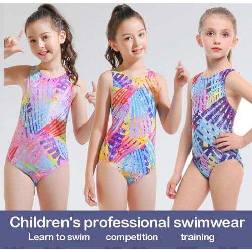 Childrens swimsuit baby cute one-piece swimsuit big kids girls triangle one-piece swimming training sunscreen suit