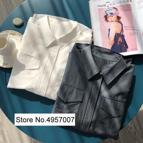 Elfbop Ladies Silk & Cotton Long Sleeve Lapel Blouse Shirt - Women/Female Causal Stylish Shirt Top