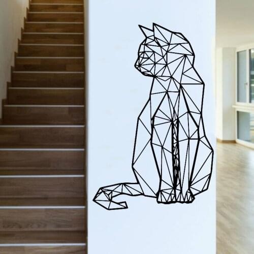 Geometric Cat Wall Sticker Nordic Style Pet Vinyl Decal For Kids Room Wall Decoration Pets Shop Window Stickers Simple Removable