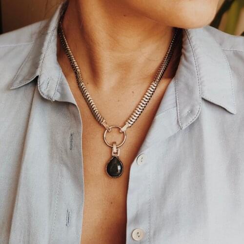 GULCE DERELI, NATURAL STONE CHARM CULT CHAIN NECKLACE, NECKLACE, GIFT BOX, GOLD/SILVER PLATED