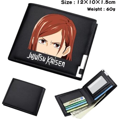 Anime Jujutsu Kaisen PU Short Wallet Colour Otaku Bifold Passcard Card Coin Holder Note Compartment Mens Womens Black Wallet