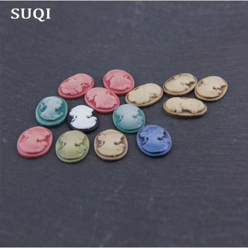 Fashion Resin cameo base many colors Vintage Style Oval cameo lady pendant Cabochon For Jewelry Making accessories Wholesale