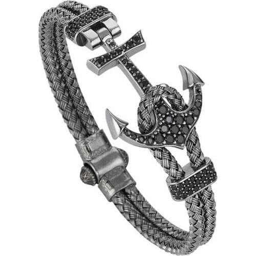 Fashion ATOLYESTONE18K Gold Anchor Stainless Steel Bracelet Bangle Jewelry