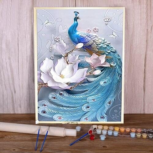 Animal Peacock DIY Painting By Numbers Kit Oil Paints 40*50 Picture By Numbers Photo Home Decor Children Drawing