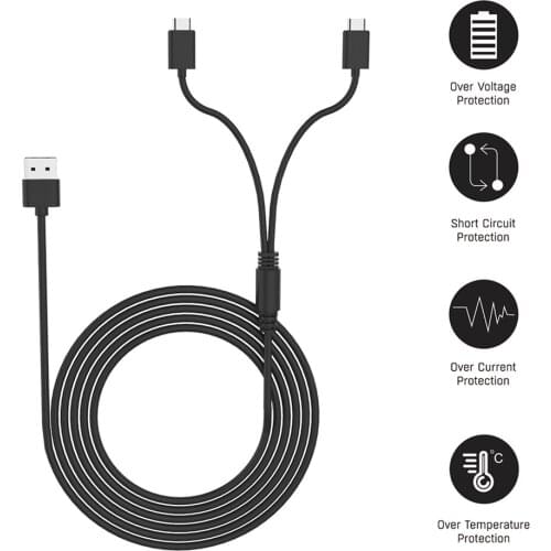 2 in 1 Gamepad Charging Cable Set Gaming Console Controller Power Supply Type-C Cord for PS5 Switch/Nintend Switch/Switch Lite