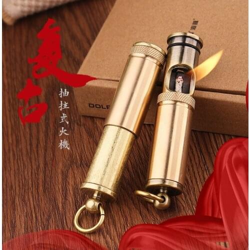 Pure copper new retro vintage pure brass fuel antique machine kerosene lighter personality classic nostalgic windproof
