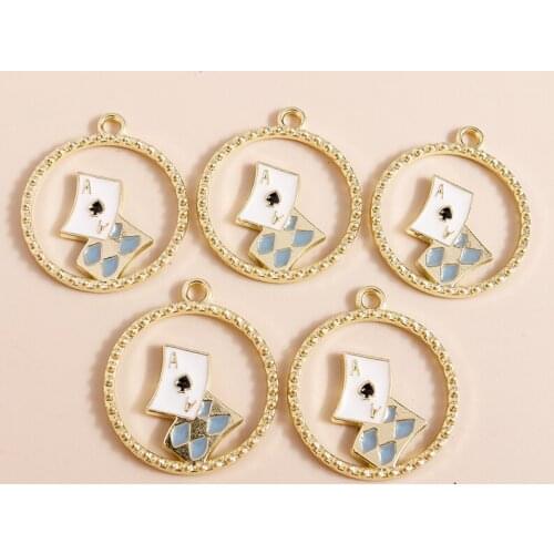 10pcs 22*25mm Creative Enamel Alloy Pocker Charms for Necklaces Earrings Jewelry Making Hollow Charms DIY Handmade Jewelry