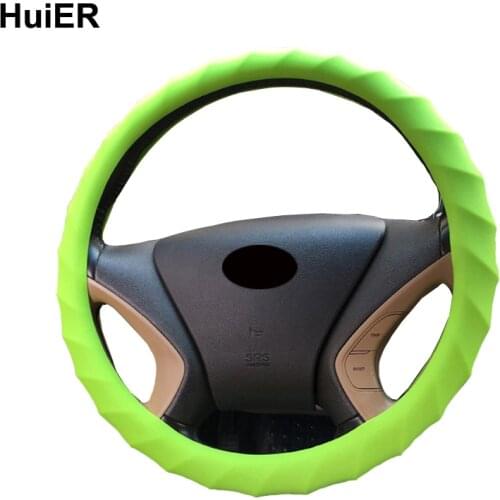 HuiER High Food Grade Silicone Auto Car Steering Wheel Cover Anti-slip 36-38CM Car Styling Steering-wheel covers Free Shipping