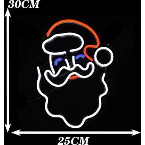Snowflake Christmas Santa Led Light Neon Lamp Night Sign Bar Shop Decoration Wall Hanging Holiday Celebration