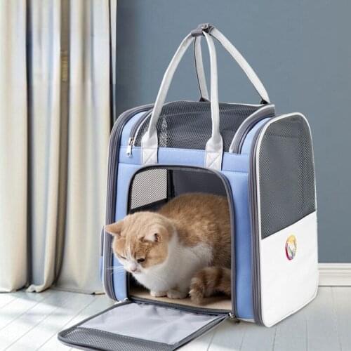 Double Shoulder Cat Backpack Portable Collapsible Pet Carrier Breathable Mesh 3D Stereoscopic Sponge Back Pad Puppy Bags