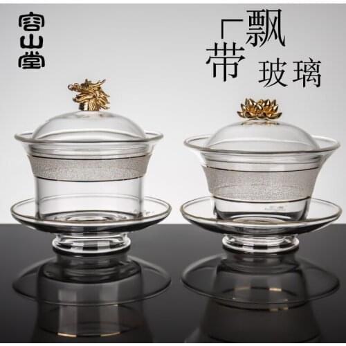 Nameplates, macro tureen tea cups thickening heat-resistant glass sample tea cup masters cup three bowl kung fu tea set