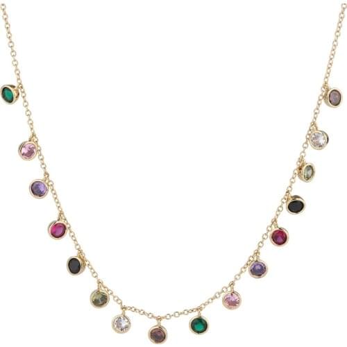 SIPENGJEL Fashion Minimalist Colorful Zircon Neckale Elegant bead crystal stone choker Chain Neckalce For Women Jewelry
