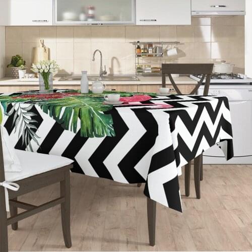 Tablecloth living room kitchen cover runner pattern black white leaf Swan pattern micro fabric cover free shipping