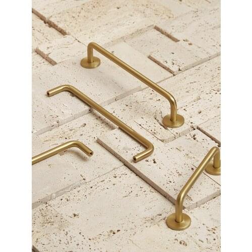 Light Luxury Simple Brass Long Furniture Handles Wardrobe Kitchen Drawer Pulls Nordic Copper Cupboard Cabinet Handles Hardware