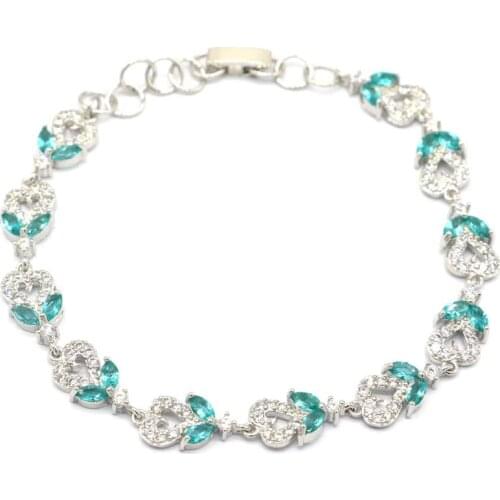 Gorgeous Rich Blue Violet Tanzanite Wedding Silver Bangle Bracelet 7.5" 7x5mm