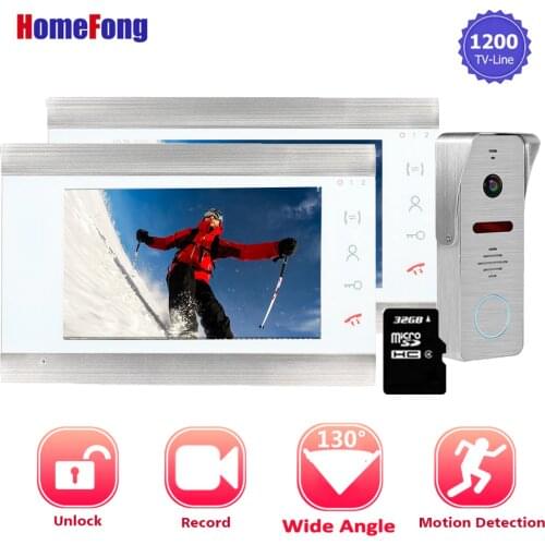 【Upgraded】Homefong 7 Inch 2 Video Intercom Doorbell Camera Wired 1200TVL Wide Angle Motion Sensor Recording Door Phone System