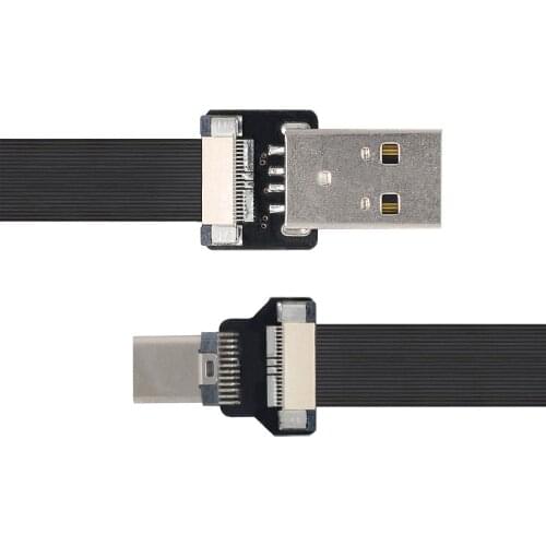 Xiwai USB 2.0 Type-A Male to USB-C Type-C Male Data Flat Slim FPC Cable for FPV & Disk & Phone