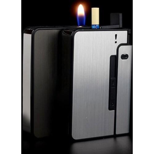 1Pcs 2 In 1 Holds 10 Cigarettes Ultra-thin Personalized Metal Cigarette Box Creative Portable Hand-push Cigarette Box