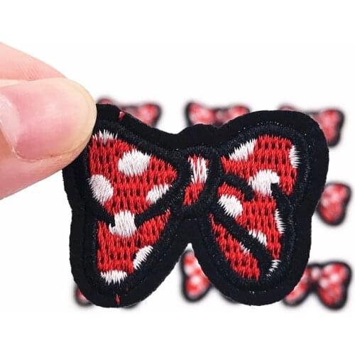 10PCS small size bowtie Iron on Embroidered Clothes Patches badges Stickers Garment diy apparel Accessories kids c rafts