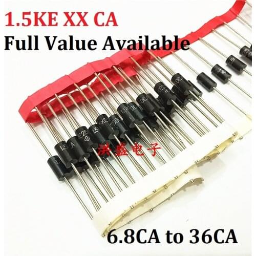 20PCS TVS diode 1.5KE6CA8/7CA5/8CA2/9CA1/10CA/12CA/15CA/16CA/18CA/20CA/22CA/24CA/27CA/30CA/33CA/36CA 1.5KE6.8CA/9.1CA/8.2CA/7.5C
