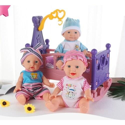 23cm Electric Smart Bebe Dolls Cradle Baby Boy Girl Toy Full Silicone Reborn Baby Doll Interactive Surprice Doll For Kids Gift