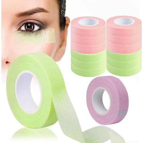 24PCS Eyelash Extension Tape With Holes Breathable Green Micropore Adhesive Fabric Eye Pads For False Eyelash Patches Supplies