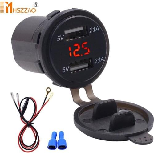 4.2A Center console double USB charger + voltmeter+60cm line, accessories modified For phone ipad GPS Car supplies power supply