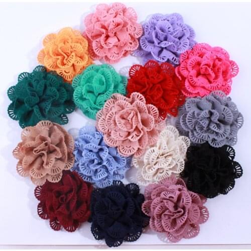 50PCS 10CM Wholesale Supply Chiffon Fabric Ballerina Flowers For Garment Boutique Eyelet Flowers For Hair Accessories