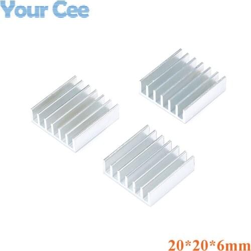 50 pcs 20*20*6mm Radiator Cooling Fin Aluminum Cooler Heatsink Heat Sink for LED, IC, MPU, CPU, GPU (Color: Silver) 20X20X6mm