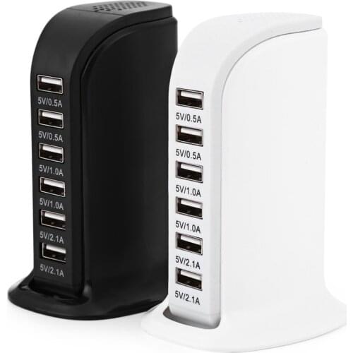 6 Multi Usb-poort Hub Splitter fast Charger Quick Charge Base Charging Dock Station Base Home Reizen Muur Socket US AU EU UK Plu