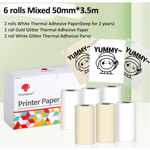 Phomemo M02 M02S M02PRO Label For Thermal Mini Wireless Sticker Bluetooth-Compatible Printer 50mm*3.5M Sticker Paper