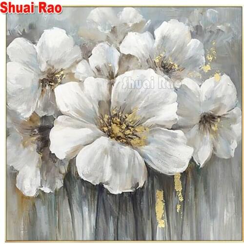 5d cross stitch diamond painting"white flower" Diamond Embroidery FULL square/round diamond mosaic kit diy gift